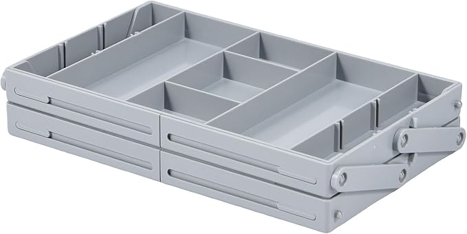 2/3 Tier Drawer Organizer Collapsible Drawer Organizer Tray, Expandable Junk Drawer Organizer, Multi Level Dresser Drawer Organizers Adjustable Storage Trays for Makeup, Jewelry (Single Row 2 Tiers)