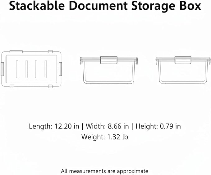 Stackable Document Storage Box with Lid, PP Plastic File Organizer for Legal Size Papers, White Desktop Filing Bin (1 PC)