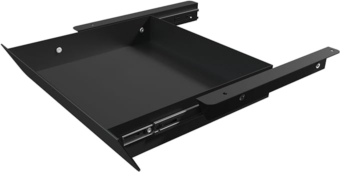 Under Desk Mounted Sliding Drawer with 60 Degree Tilt Panel to Pull Out, 15'' Long & 9'' deep Large Storage Organizer for Sit Stand Workstation