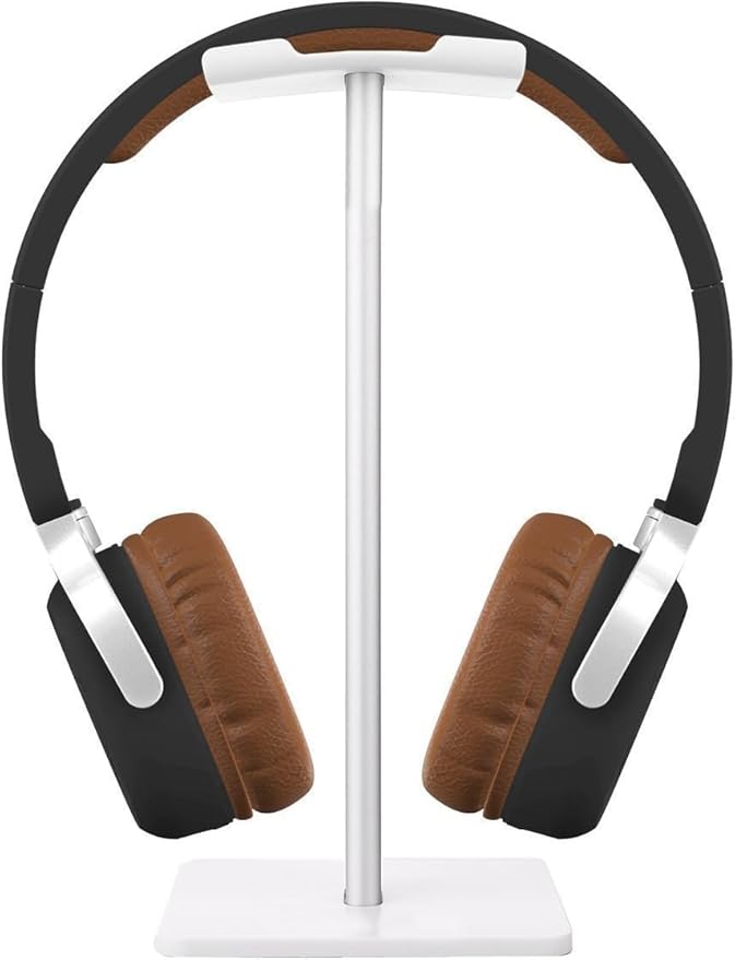 Headphone Stand, Universal Aluminum Holder Showing Display Hanger for HyperX Cloud II Gaming Headset, Microsoft Xbox One Chat, Turtle Beach Recon, Sony Headset 2.0 and More (White)