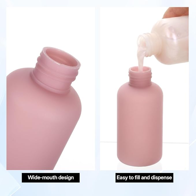 4PCS Travel Bottles Set with Flip Cap, Leak Proof Empty Travel Size Bottle with Storage Bag and Label, Reusable Travels Size Toiletries Containers for Face Cream Lotion Foundation Shampoo