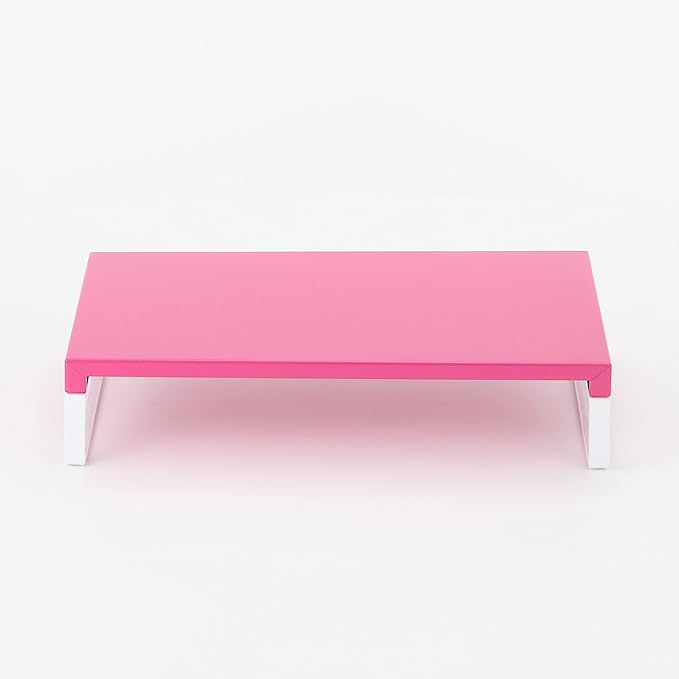 LIHIT LAB Desktop Stand, Sturdy Steel Stand for Laptop/Computer Monitor, 9.8 x 15.4 x 3.1 inches, Pink (A7330-3)