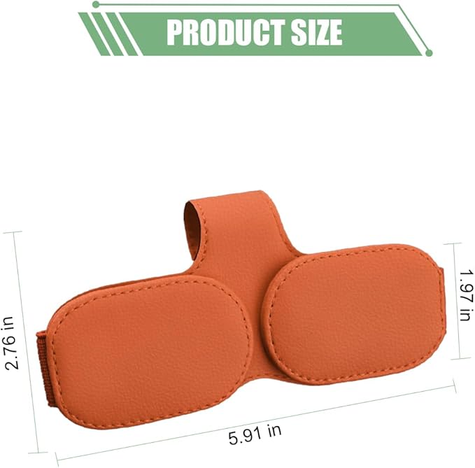Sunglasses Holders for Car Visor, Magnetic Leather Vehicle Glasses Hanger with 2 Clips, Auto Interior Eyeglass Mount Organizer Accessories, Universal Fit(Orange)