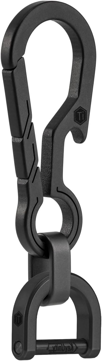 KeyUnity KM01 Titanium EDC Keychain Clip with Bottle Opener, Quick Release Carabiner Key Ring Holder for Men