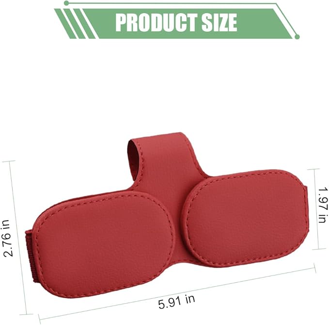 Sunglasses Holders for Car Visor, Magnetic Leather Vehicle Glasses Hanger with 2 Clips, Auto Interior Eyeglass Mount Organizer Accessories, Universal Fit (Red)