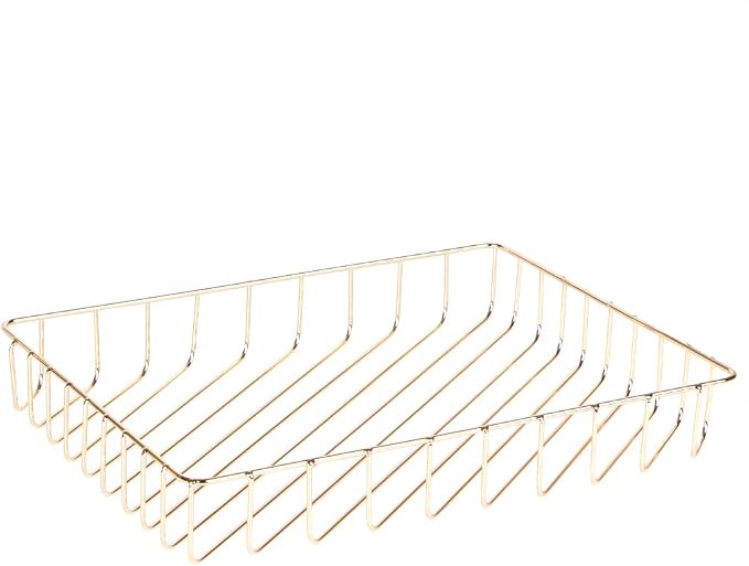 Paper Organizer for Desk Metal Paper Tray Large Capacity Letter Tray File Holder Mail Inbox Storage Organizer Basket for Office Classroom Desktop,12.5" x 9.4" x 1.9",Gold