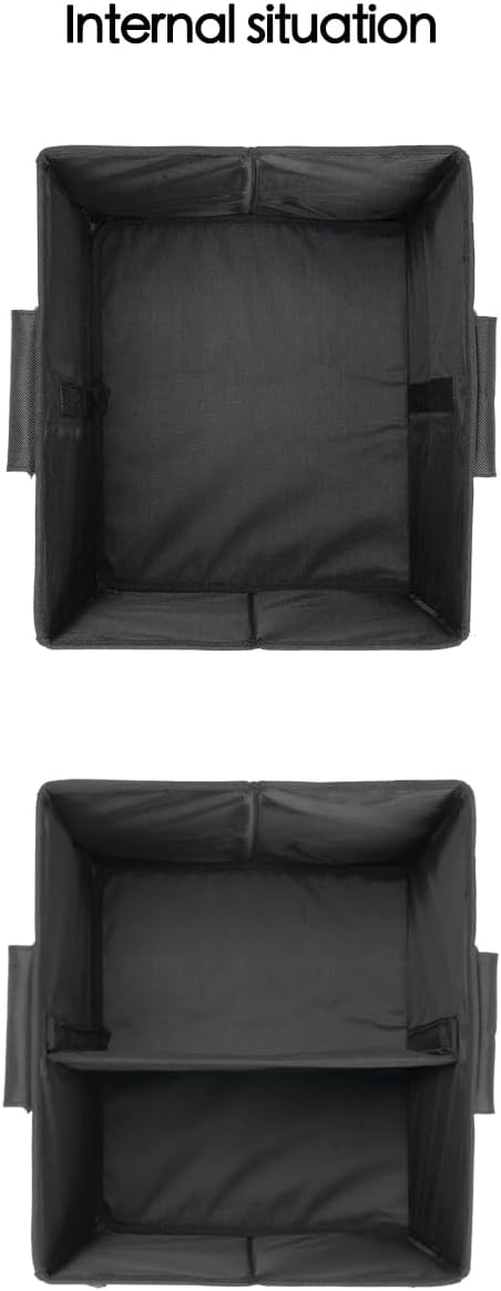 Small Trunk Organizer With Lid, For SUV Car Truck, Black 28L, Foldable Waterproof Oxford Fabric, 2-Compartments With Aluminium Alloy Handle
