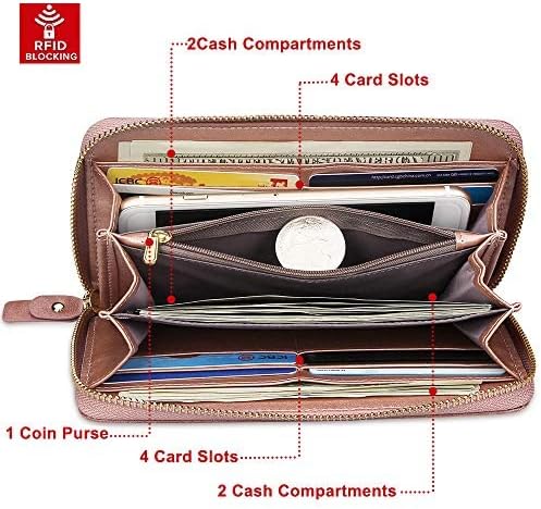 FT FUNTOR Wristlet Wallets for Women, Ladies PU Vegan Leather Clutch Wallet Zip around Phone Purse Card Holder Organizer