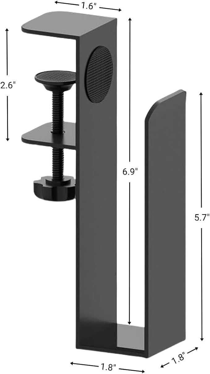 Desk Side Laptop Holder, Adjustable Desk Side Laptop Stand No Drill Desk Side Storage Organizer for Laptop, Folders, Magazine