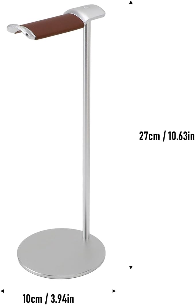Headphone Stand,Headset Holder,Aluminum Alloy Earphone Stand with Supporting Bar,Solid Base for Most Headphones Size (Silver)
