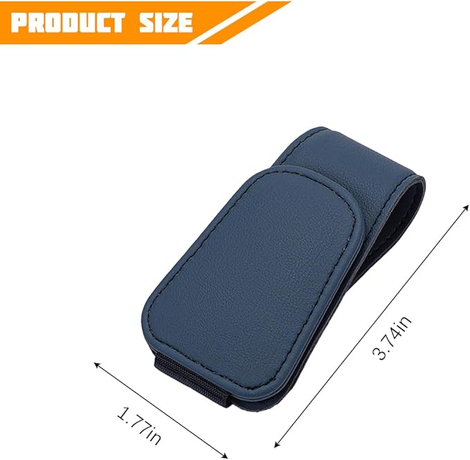 Sunglasses Holder for Car Visor, Microfiber Leather Magnetic Sun Visor Eyeglasses Hanger & Ticket Card Clip, Multi-Function Automotive Interior Glasses Mount, Universal Fit (Royal Blue)