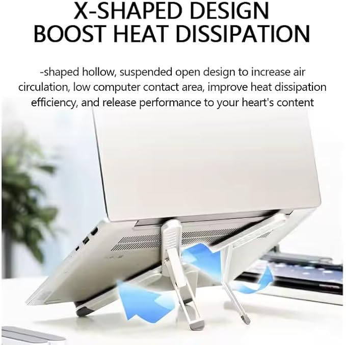 Foldable & Portable Laptop Stand for Desk, Light Weight Alloy Silicon, Ergonomic Aluminum Riser with 7 Adjustable Heights, Compatible with Laptop 10-16' and Tablet