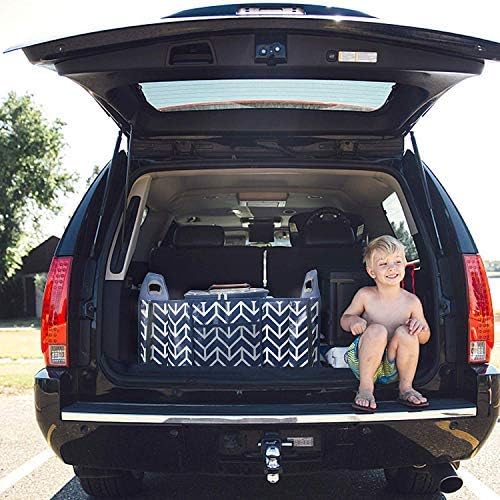 Orionstar Trunk Organizer, Foldable Car Storage Bag Portable Insulation Cooler Bag Collapsible Vehicle Organizer Divider Storage Totes with 3 Compartment Cargo Tote for Groceries Caddy SUV, Navy Blue