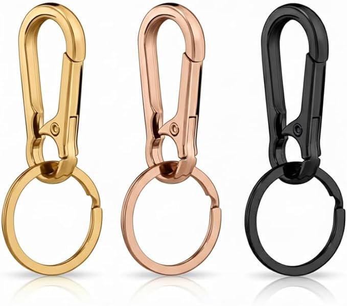 Metal Keychain Key Ring with Clip – Sleek Organizer for Car & Home – Purse Hook for Women & Men