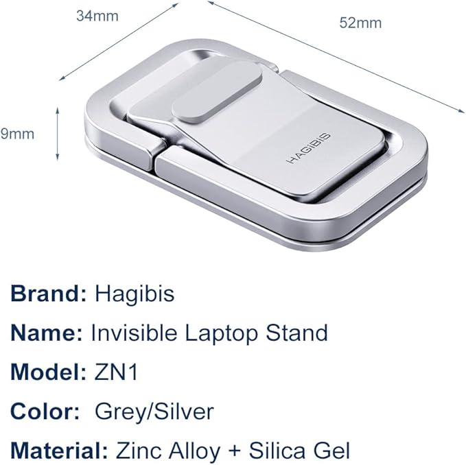 Hagibis Adjustable Laptop Stand for Desk - Portable Laptop Riser, Ergonomic Aluminum Cooling Pad for MacBook Pro Air, Tablet (Silver)