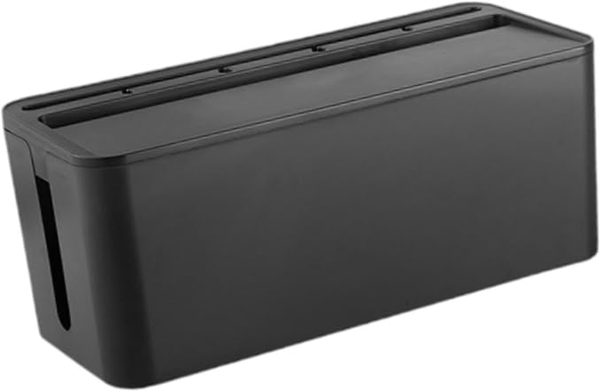 Fenteer Cable Management Box Holder Case Fashion Large Capacity Cord Cover Box Organizer for Wire Management Messy Cables TV Office, Black