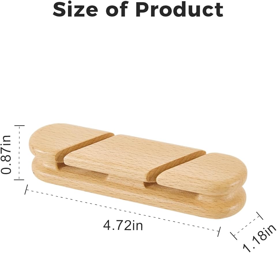 Natural Beech Wood Cable Holder & Cord Organizer, Adhesive Cable Clips for Desk, Under Desk, Wall, Bedside & Car, Wood Cable Management for Home Office, Phone Charging & USB Cables