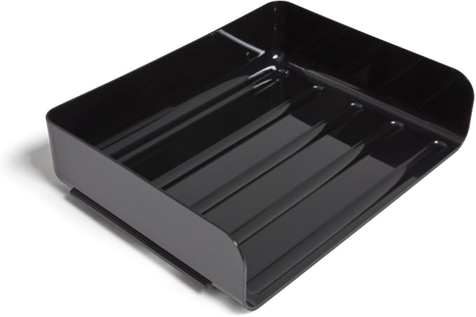 TRU RED Side‑Load Stackable Plastic Letter Tray, Black, 6‑Pack – Desktop Paper Organizer for Office Files & Documents