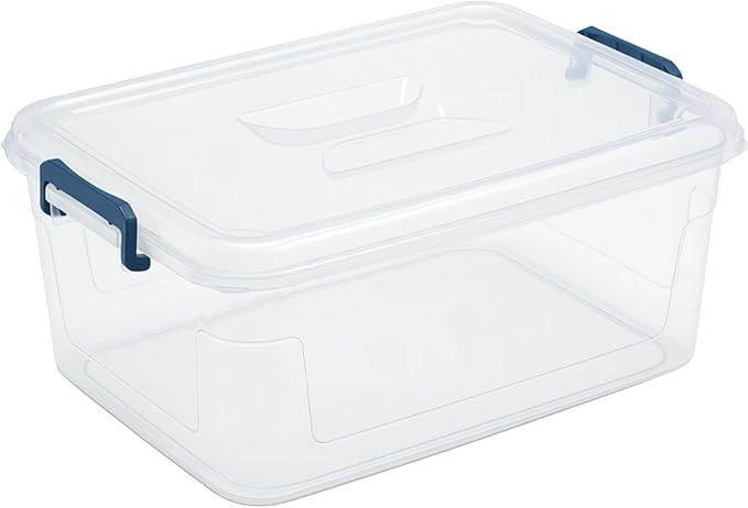 Tribello Plastic Storage Bins with Lids, Clear Stackable Storage Containers - 21 Qt