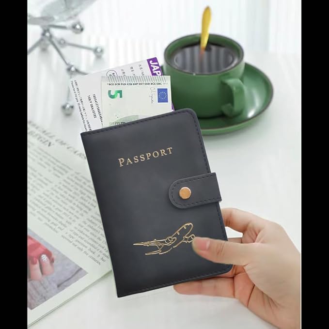 Passport Holder with Multiple Card Slots,RFID-Blocking Passport Cover,Stylish Unisex Design for Men & Women,Ideal Gift for Frequent Flyers (Passport+Boarding Pass+Vaccine Card)(BLACK)