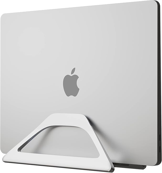 Elestoria Aluminum Vertical Laptop Stand with Gravity Auto-Lock ??Adjustable Laptop Holder Vertical fits MacBook Pro/Air, Chromebook & Gaming Laptops up to 17.3" ??Space-Saving Desktop Dock - Silver