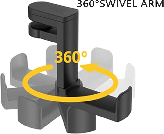HDW Headphone Stand Holder Mount,Gaming Headset Hanger with Earphone Cable Clip Organizer,Under Desk Headphones Hook with Adjustable 360 Degree Rotation Clamp Black