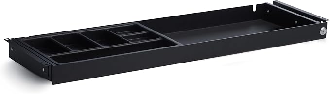 Perfect POSTURE Under Desk Storage Drawer With Lock – Slim Pen & Pencil Drawer for Regular & Sit-Stand Standing Desks, Black (7.5" x 33")