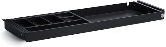 Perfect POSTURE Under Desk Storage Drawer With Lock – Slim Pen & Pencil Drawer for Regular & Sit-Stand Standing Desks, Black (7.5" x 33")