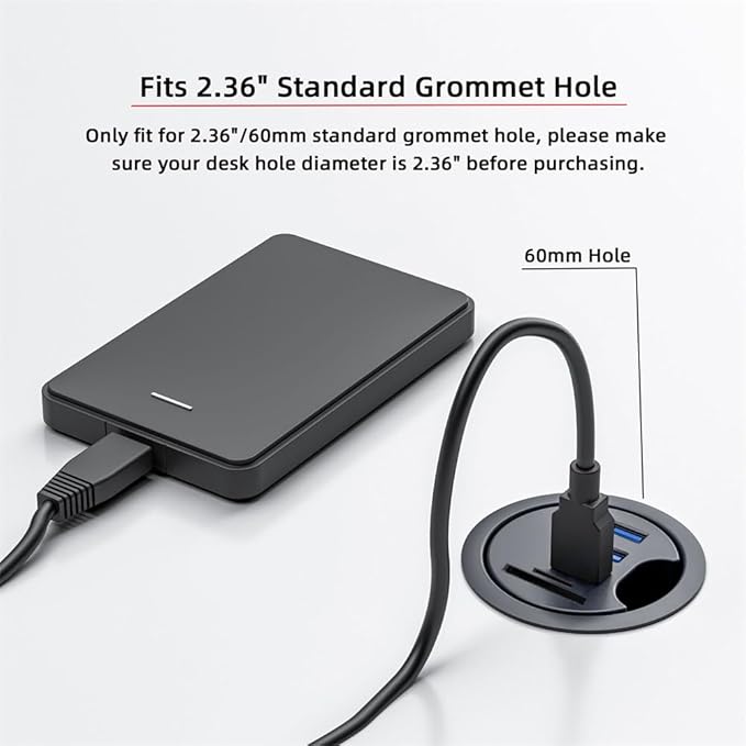 USB 3.0 Hub SD TF USB-C 2 Port USB 60mm Desk Grommet Splitter Dock Station Micro-SD Card Reader for Desktop PC