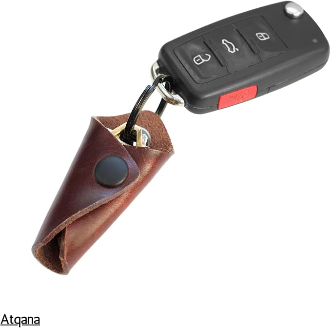 Leather Key Wrap Cover (Premium Leather) - Key Organizer | Motorcycle Keychain Wrap (Extra Dark Brown)