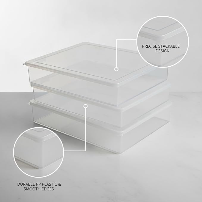 Clear PP Plastic Document Storage Box with Lid, Stackable A4 File Organizer Bin for Office Desk & Home Study (1 Pack)