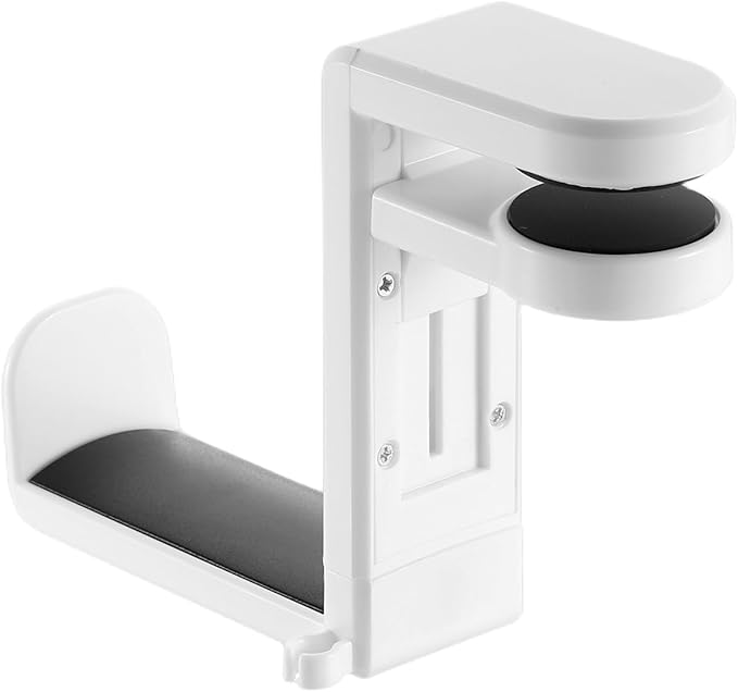 HARFINGTON Headphone Stand Holder 360 Degree Adjustable Clamp Desk Hook Clamp 0.39"-1.65" Clamping Range PC Gaming Headset Stand for Headphone Earphone, White/Black
