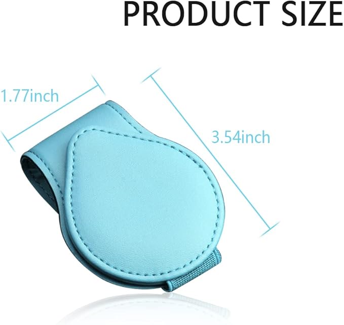 OFBAND Magnetic Sunglass Holder for Car Visor,PU Leather Car Sunglass Holder Organizes Glasses Tickets Cards & Keeps Car Tidy,Universal Car Accessories Interior (Lake Blue)