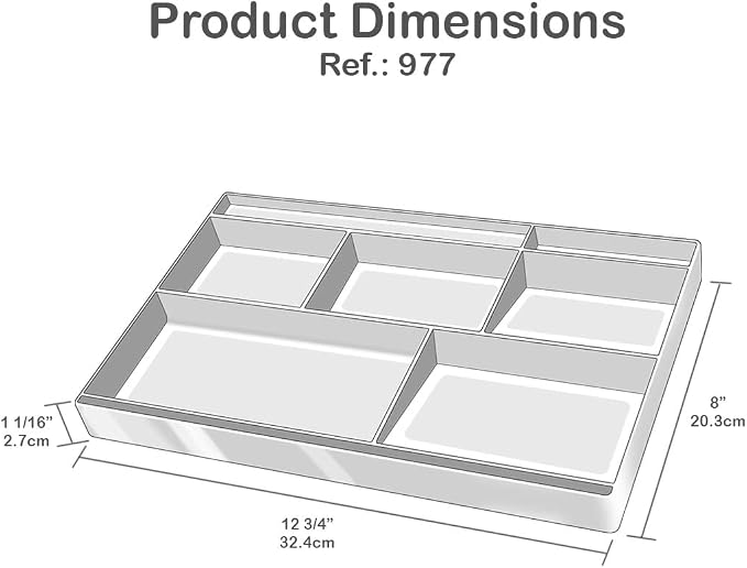 Acrimet Desk Drawer Organizer Tray with 8 compartments Bin Multi-Purpose for Desk Supplies and Accessories (Plastic) (Black Color) | 12" Ruler Special Divider Organizes Pens, Pencils, Stationery Accessories
