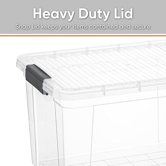 Superio Clear Storage Box with Lid, 14.25 Quart Plastic Container Bins for Organizing, Stackable Crates, BPA Free, Non Toxic, Odor Free, Organizers for Home, Office, School, and Dorm, 10 Pack