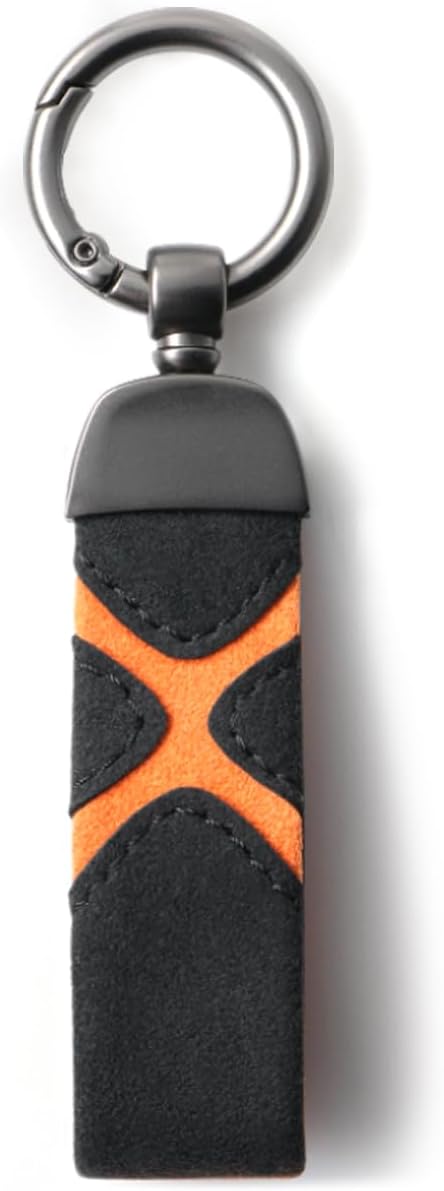 BETTERHUMZ Leather Suede Car Keychain,Key Chain Clip for Alcantara, Anti-Lost D-Ring for Men and Women Car Accessories