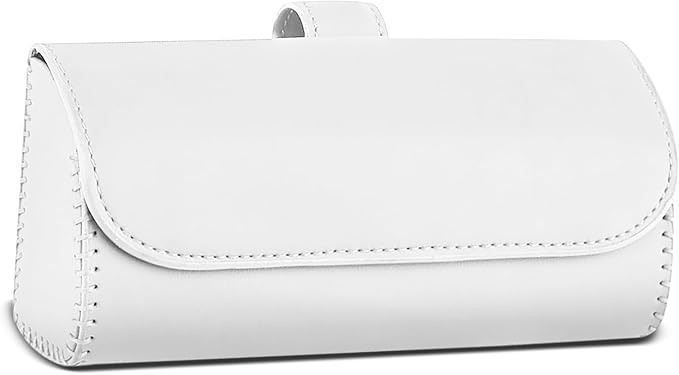 Sunglasses Holder for Car Sun Visor, Leather Auto Eyeglasses Storage Case with Hidden Magnetic Closure, Universal Protective Glasses Organizer Box, Visor Accessories for Woman Man (White)