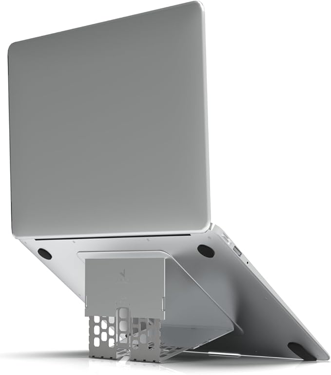 Paper-Thin Stand for MacBook, Laptop Riser, Slim Portable Ergonomic Ventilated Stand, 6 Adjustable Heights from 2.1" to 3.6", Compatible with Laptops Up to 18?? US Patented (Silver)