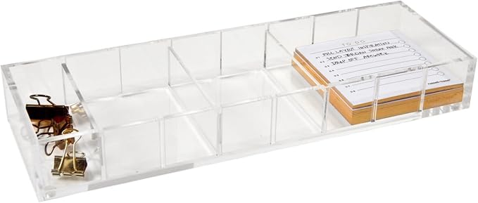 russell+hazel Acrylic Compartment Bloc, 12” x 4” x 1.5," 3 Moveable Dividers, 1 Count, 98141