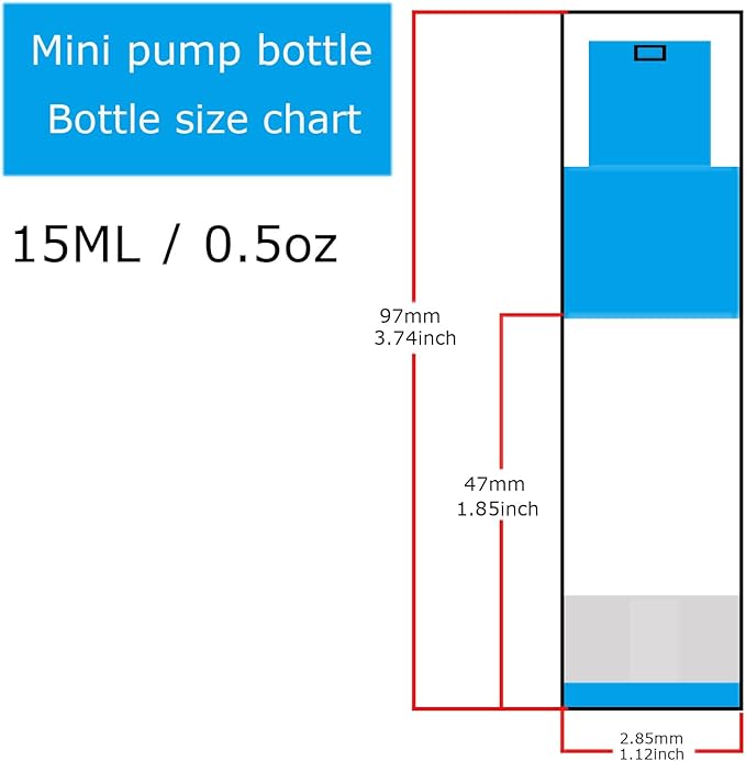0.5oz/15ml Travel Airless Pump Bottles, 5 Pack Refillable Vacuum Cosmetic Containers with Clear Organizer Case & Labels, Small Lotion Dispenser Bottles for Skincare, Toiletries & Cosmetics
