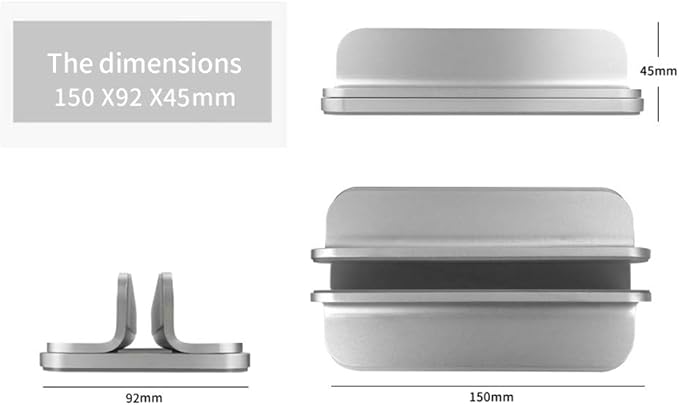 Aluminum Laptop Stand (Silver) - Vertical Design, Adjustable Base, Compatible with Laptops, Tablets, Books, Mac mini