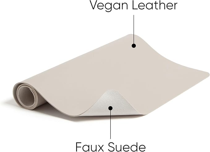 Smead Desk Pad, Vegan Leather Desk Mat with Non-Slip Faux Suede Backing, Perfect Desk Organizer for Office Decor, 31.5” x 15.7” Medium, Sandstone (64831)