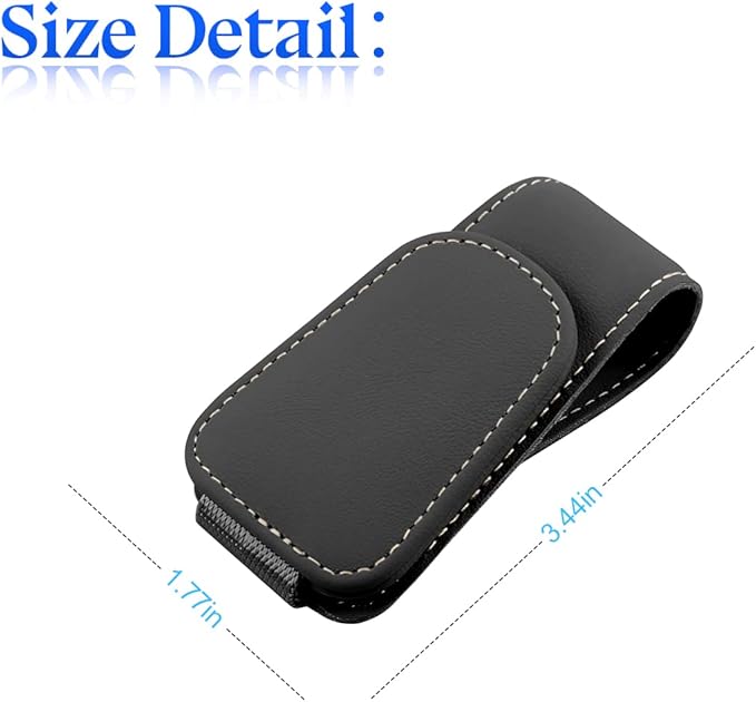 zipelo Sunglasses Holder for Car Sun Visor, 2 PCS Magnetic Leather Eyeglass Hanger, Sun Glasses Mount Clip on Visors, Ticket Card Cash Organizer, Auto Interior Accessories (Black)