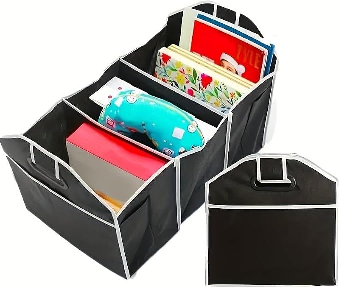 Noesun Foldable Car Trunk Organizer, Large-Capacity Storage Box with Reinforced Handles, Multi-Compartment Collapsible Organizer for SUV, Sedan, and Home Use