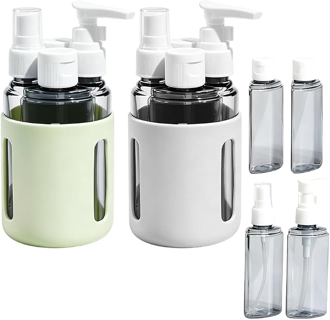 4 in 1 Travel Dispenser Bottles – 2026 New Leak Proof Portable Dispenser Bottle Set for Shampoo, Conditioner, Lotion & Cream, 4pcs 60ml Travel Dispensers for Vacation & Business (Set J)