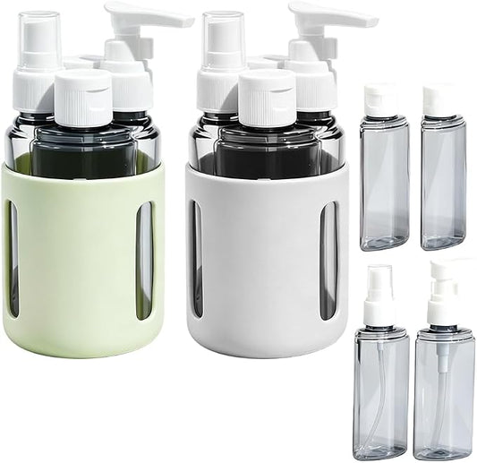 4 in 1 Travel Dispenser Bottles – 2026 New Leak Proof Portable Dispenser Bottle Set for Shampoo, Conditioner, Lotion & Cream, 4pcs 60ml Travel Dispensers for Vacation & Business (Set J)