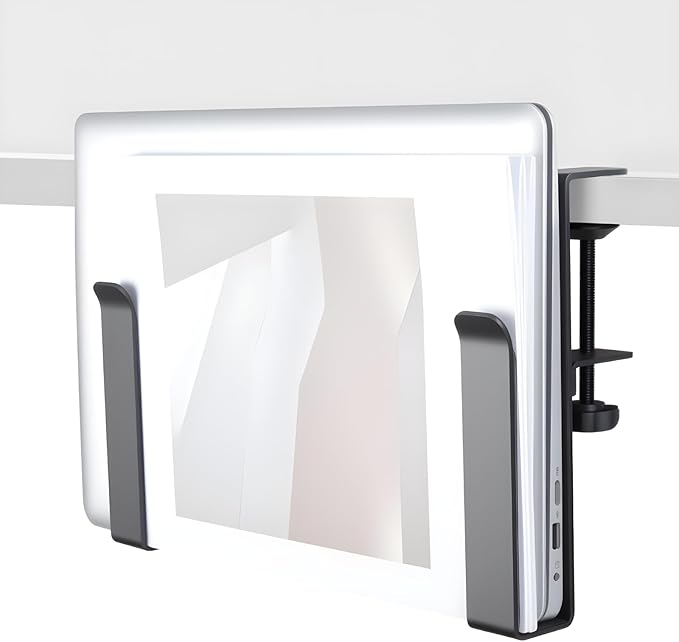 LUKETURE Adjustable Side Laptop Mount, No Drill Laptop Holder, Under Desk Storage, Clamp-On Laptops Stands, Desk Side Mount for Laptops, Mac mini, Keyboard with Anti-Scratch Silicone