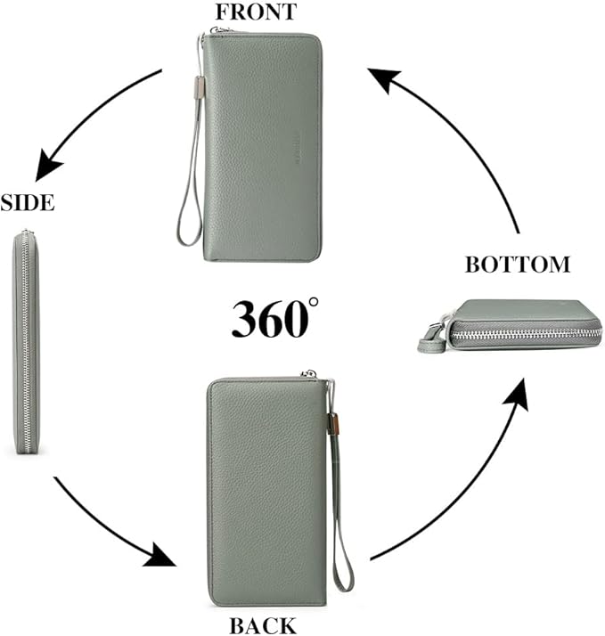 SENDEFN Leather Women's Wallets RFID Blocking Zip Around Large Capacity Long Credit Card Holder Wallet