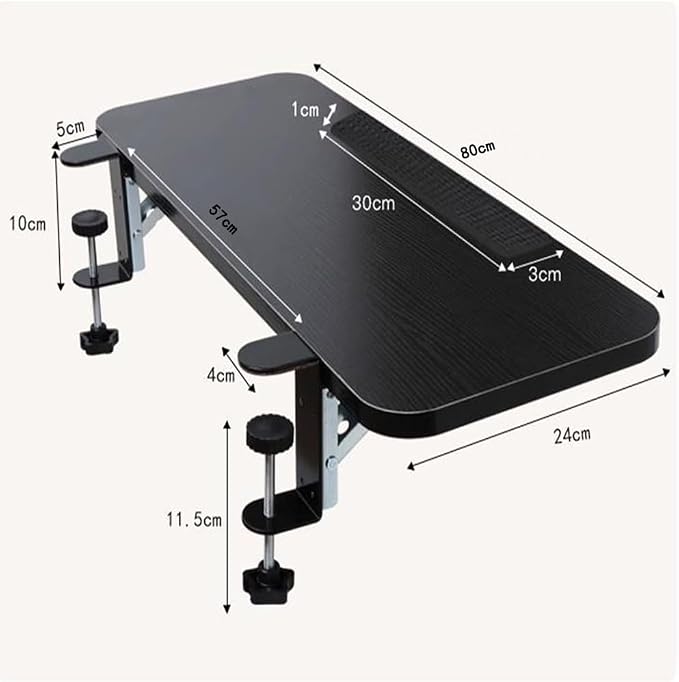 DOUKI Clamp-On Tilt Keyboard Tray, Foldable Keyboard Holder Shelf, Ergonomic Computer Platform Extension, Adjustable Elbow Arm Support Rest, for Typing (Color : White, Size : 31" X 10"(80x24cm))