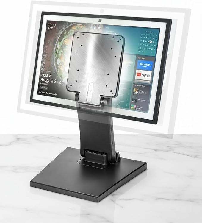 WEARSON Mount Stand for Amazon Alexa Echo Show 15 (1st, 2nd Gen), Tilt, and Rotate Stand Made for Amazon Echo Show 15 Vesa Monitor Stand Adjustable Echo Show 15 Mount, Vesa 75*75 100*100 Black